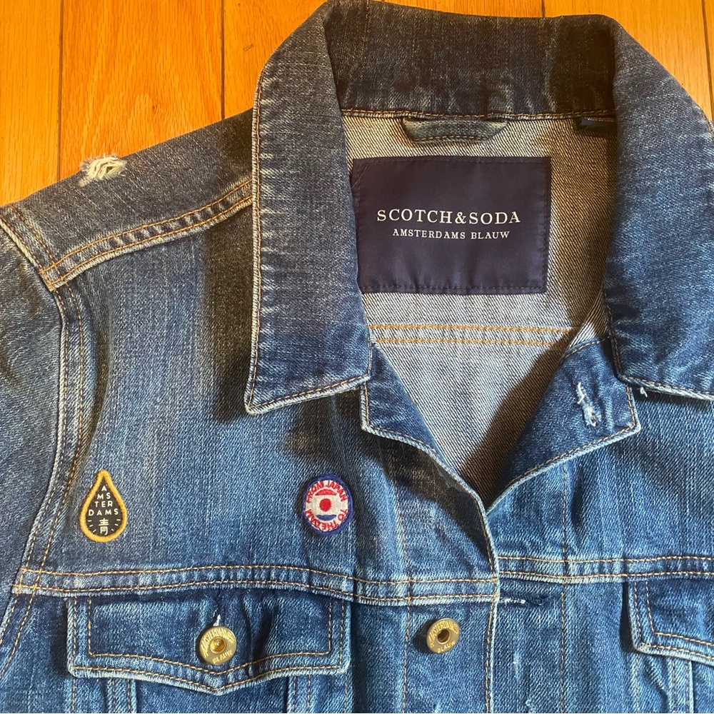 Scotch & Soda Amsterdam Blauw Distressed Jean Jacket Men’s Size Large